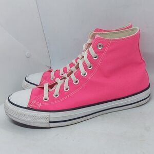 Converse Chuck Taylor All Star High Top Hot Pink Canvas Sneakers Unisex M8 W10